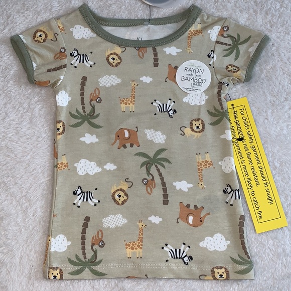 NWT Milkberry Safari Animals 12M 2 pc Bamboo Pajama Set PJs - Picture 2 of 6